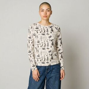 croft & barrow Cream Forest Woods Trees Scenic Print Long-Sleeve Tee Shirt M